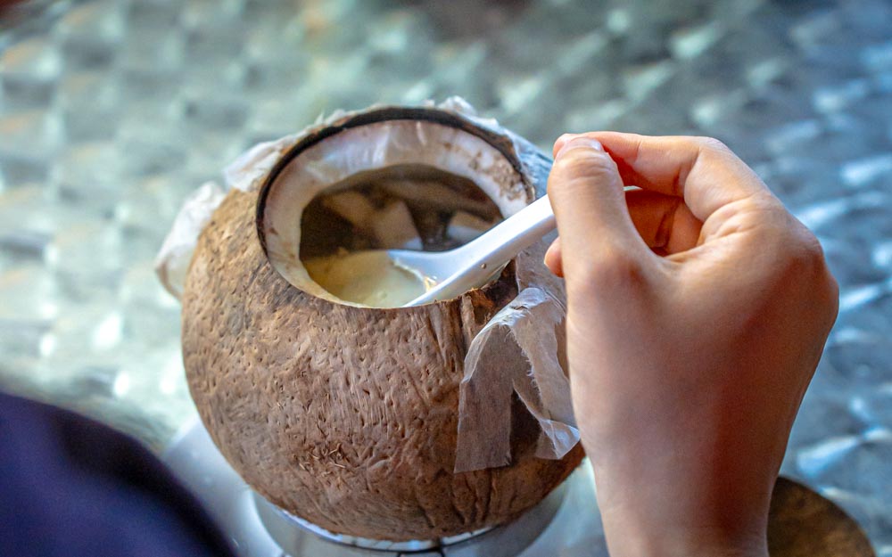Coconut with a spoon