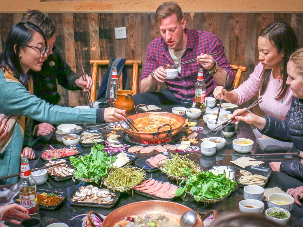 Tourists eating in Yunnan