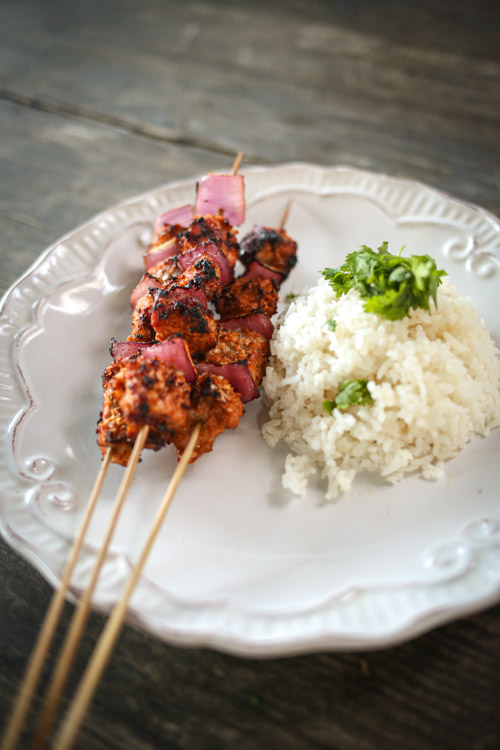 Khmer BBQ Coconut-Pork Skewers Recipe Plate