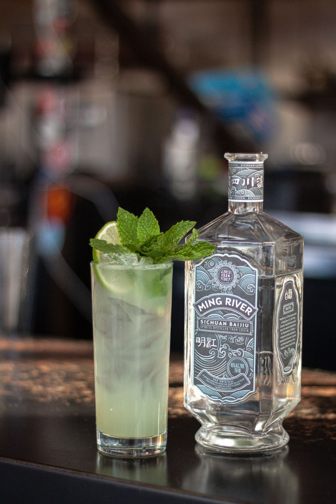Minty Limey Bai-jito Baijiu Cocktail Recipe Glass